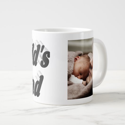 Vater Foto Schwarzer Text Riesencoffee Tasse (Vorderseite Rechts)