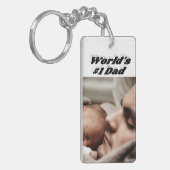 Vater Foto Schwarzer Text Schlüsselanhänger (Vorderseite links)