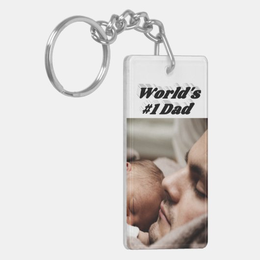 Vater Foto Schwarzer Text Schlüsselanhänger (Vorderseite links)