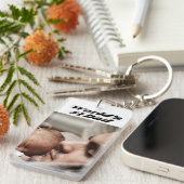 Vater Foto Schwarzer Text Schlüsselanhänger (Vorderseite rechts)