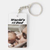 Vater Foto Schwarzer Text Schlüsselanhänger (Rückseite)