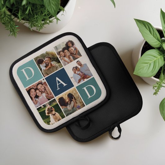 Vater Foto Square Gird Monogramm & Personalisiert Topflappen