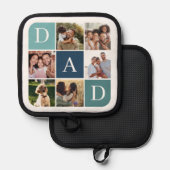 Vater Foto Square Gird Monogramm & Personalisiert Topflappen (Vorderseite/Rückseite)