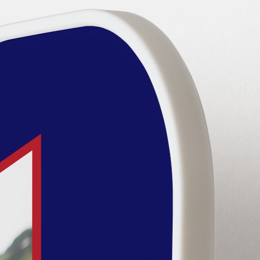 Vater Foto und Jahr, Retrorot und Blau Pickleball Schläger (Linke Seite)