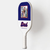 Vater Foto und Jahr, Retrorot und Blau Pickleball Schläger (Links)