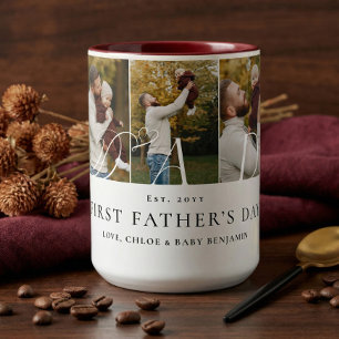 Vater-Fotocollage Erstes Vatertags-Andenken Gesche Zweifarbige Tasse