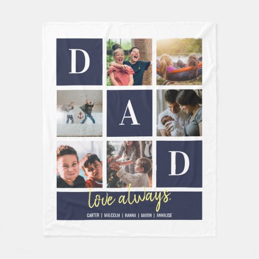 Vater-FotoCollage für Navy Colorblock Fleecedecke (Vorderseite)