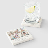 Vater-FotoCollage Steinuntersetzer (Seitenansicht)