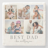 Vater-FotoCollage Steinuntersetzer (Vorderseite)