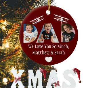 "VATER" FotoCollage von Kindern oder Familienmitgl Keramik Ornament