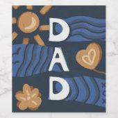 Vater - Frohe Vatertag Navy Blau Weinetikett (Einzelnes Label)