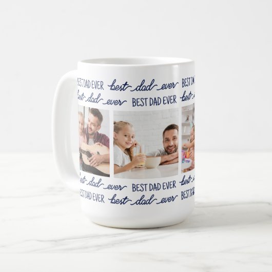 Vater Fun Blue Foto Kaffeetasse (Vorderseite Links)