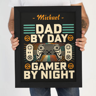 Vater für Tag Gamer für Nacht individualisierbares Poster