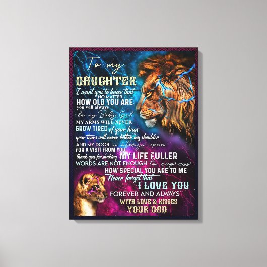 Vater für Tochter - Für meine Tochter Leinwanddruck (Vorderseite)
