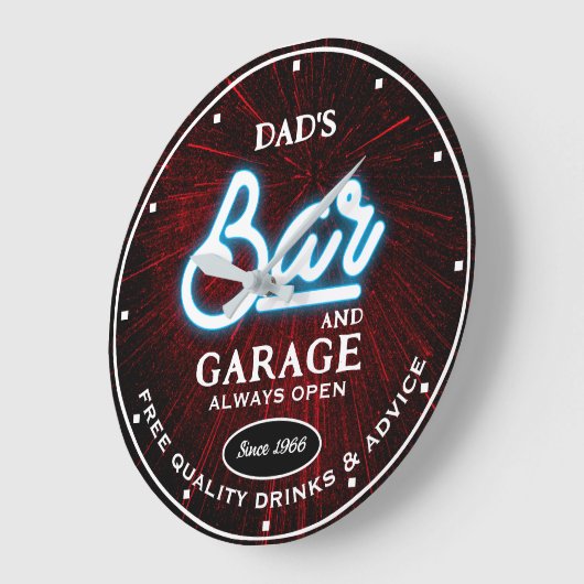 Vater Garage Bar Name immer öffnen Slogan Große Wanduhr (Winkel)