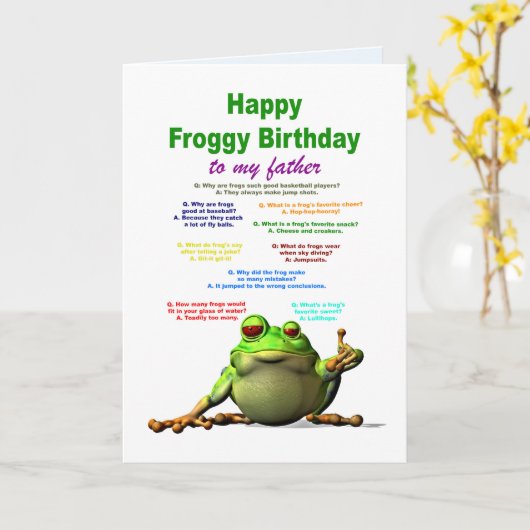 Vater, Geburtstag, Froschwitze Karte (Gelbe Blume)