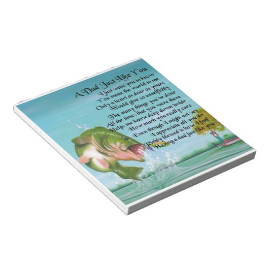 Vater Gedicht - Fischereidesign Notizblock (angewinkelt)