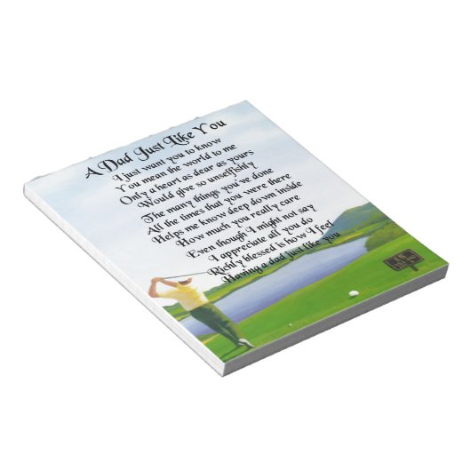 Vater Gedicht - Golfdesign Notizblock (angewinkelt)