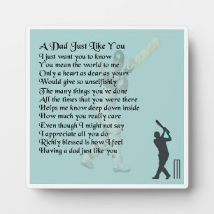 Vater Gedicht Plaque - Cricket Design Fotoplatte