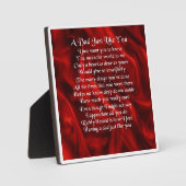 Vater Gedicht Plaque - Rotes Seidendesign Fotoplatte (Vorderseite)