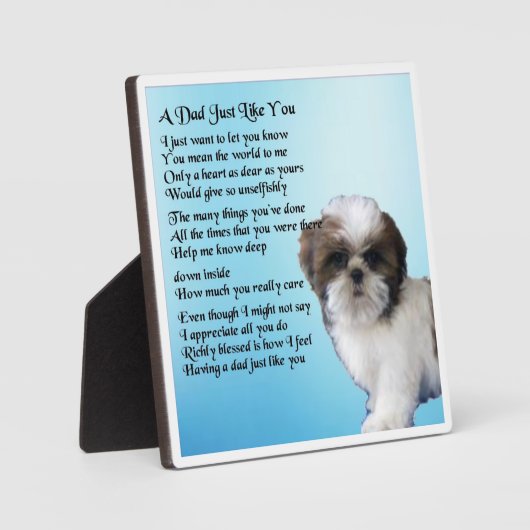 Vater Gedicht Plaque - Shih Tzu Dog Design Fotoplatte (Vorderseite)