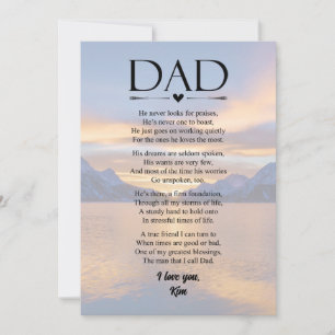 Vater Gedicht Vatertag Personalisierte Feiertagska Feiertagskarte