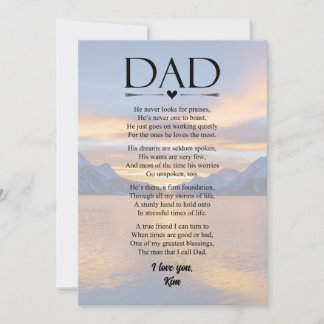 Vater Gedicht Vatertag Personalisierte Urlaubskart Feiertagskarte