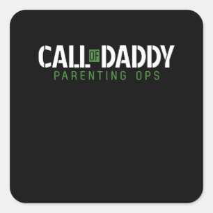Vater-Geschenk Aufruf von Daddy Parenting OPS Quadratischer Aufkleber