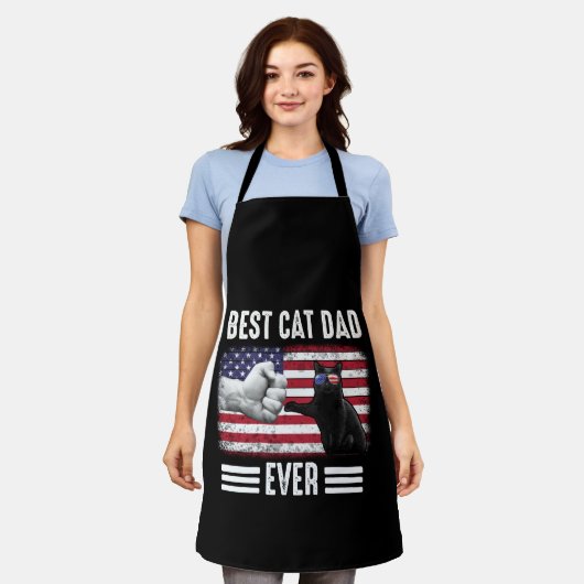 Vater-Geschenk| Best Cat Vater je Flag USA Schürze (Getragen)
