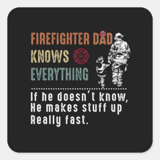 Vater-Geschenk | Der Vater des Feuerwehren weiß al Quadratischer Aufkleber