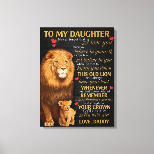 Vater - Geschenk für Ihre Tochter Blake - Löwenduf Leinwanddruck (Vorderseite)