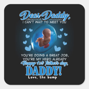 Vater-Geschenk  Liebe Papa, glücklicher 1. Vatert Quadratischer Aufkleber