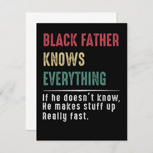 Vater-Geschenk | Schwarzer Vater weiß alles, was V Dankeskarte (Vorne/Hinten)