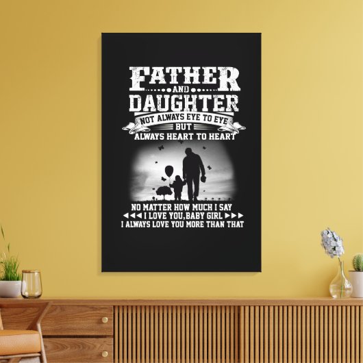 Vater-Geschenk | Vater und Tochter zusammen Herz Leinwanddruck (Insitu (Wohnzimmer))