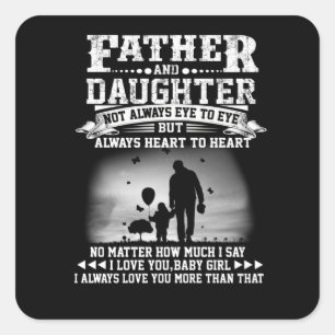 Vater-Geschenk   Vater und Tochter zusammen Herz Quadratischer Aufkleber
