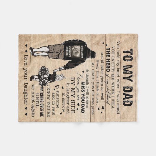 Vater gib meinem Vater meinen Helden ein Geschenk Fleecedecke (Vorderseite (Horizontal))