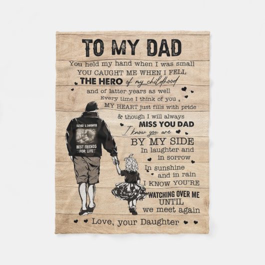 Vater gib meinem Vater meinen Helden ein Geschenk Fleecedecke (Vorderseite)