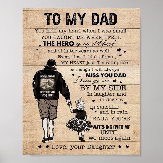 Vater gib meinem Vater meinen Helden ein Geschenk Poster (Vorne)