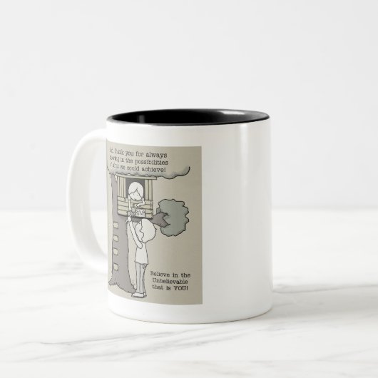 Vater glaubt an Möglichkeiten Zweifarbige Tasse (Vorderseite Links)