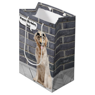 Vater Golden Retriever mit Mustache Maske Medium G Mittlere Geschenktüte