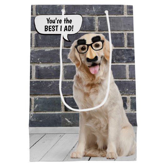 Vater Golden Retriever mit Mustache Maske Medium G Mittlere Geschenktüte (Rückseite)