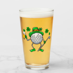 Vater-Golf-Golf spielendes Kobold-Iren-Bier St. Glas