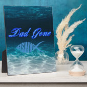 Vater Gone Fishing Tabletop Plaque mit Easel Fotoplatte (Seite)
