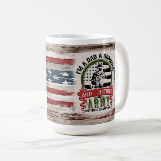 Vater Grandpa Rent Army Tasse, USA Flag Geschenk Kaffeetasse (VorderseiteRechts)