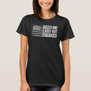 Vater Grandpa Us Flag Beer Me Ich Got nur Verlobt T-Shirt