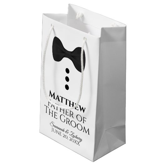 Vater Groom Hochzeitsgeschenk Tasche Schwarze Kraw Kleine Geschenktüte (Rückseite Schrägansicht)