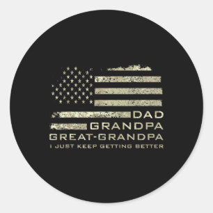 Vater Großvater Großvater Amerikanische Flaggenvät Runder Aufkleber