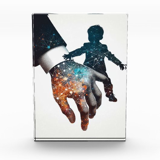 Vater Hand und Baby Fotoblock (Vorderseite)