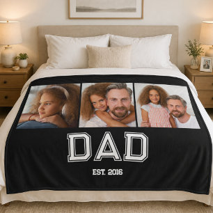 Vater hat elegante 3 Foto-Geschenke Schwarz einger Fleecedecke