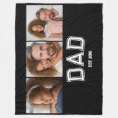 Vater hat elegante 3 Foto-Geschenke Schwarz einger Fleecedecke (Vorderseite)